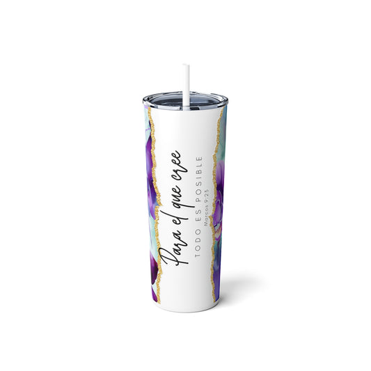 Skinny Steel Tumbler with Straw, 20oz