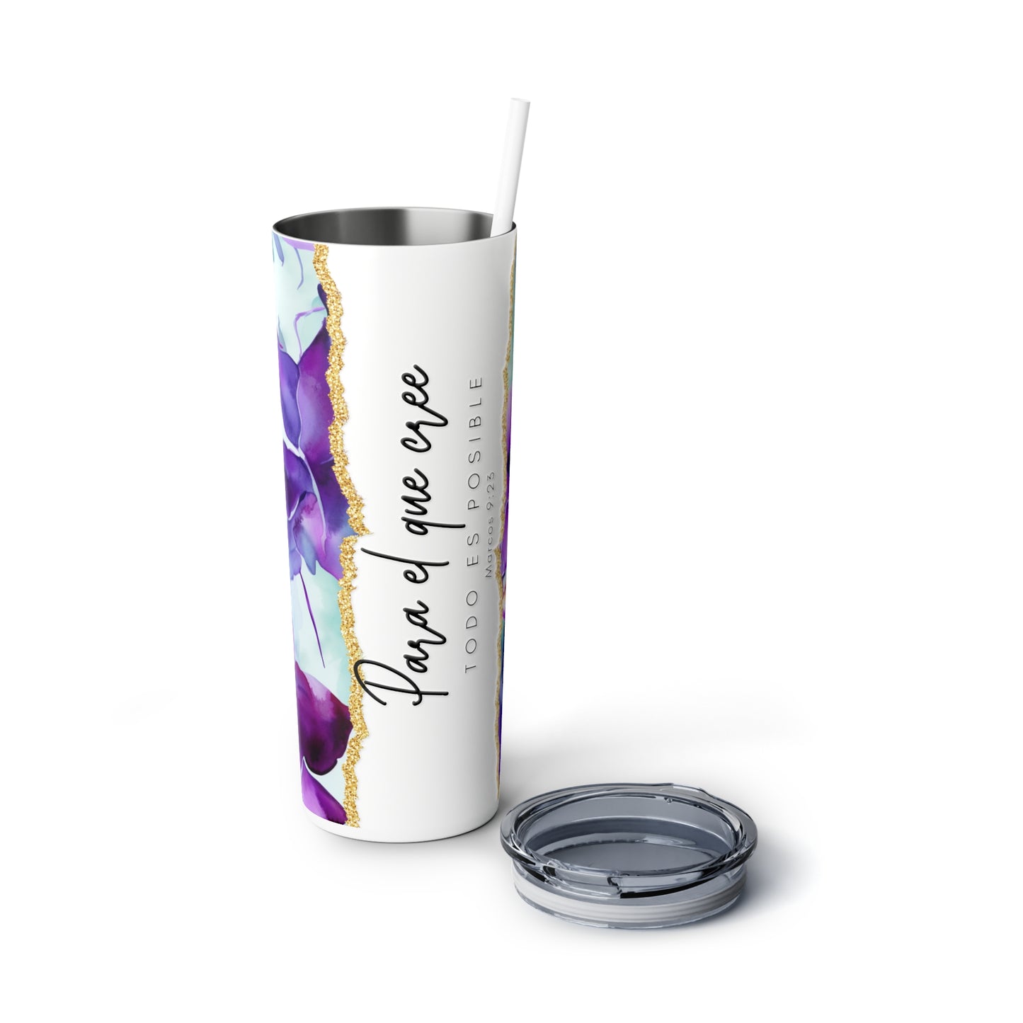 Skinny Steel Tumbler with Straw, 20oz