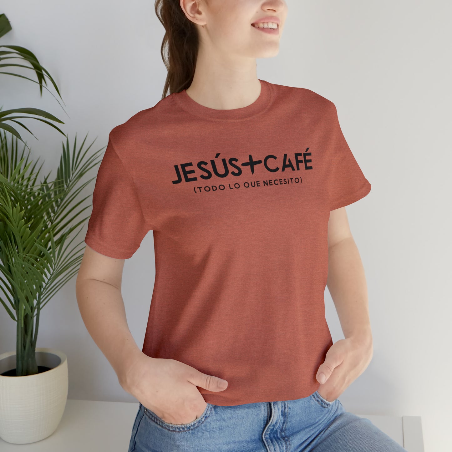 Jesús más Café Unisex Jersey Short Sleeve Tee