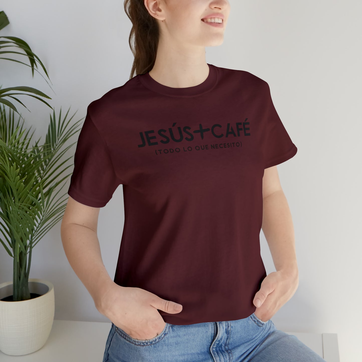 Jesús más Café Unisex Jersey Short Sleeve Tee