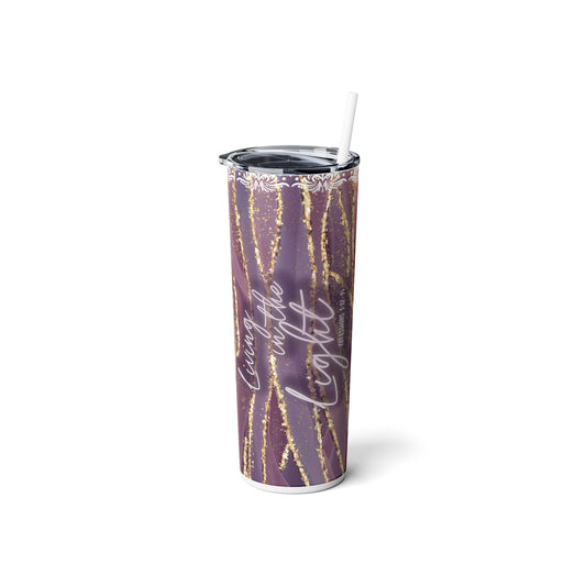 Purple Skinny Steel Tumbler with Straw, 20oz