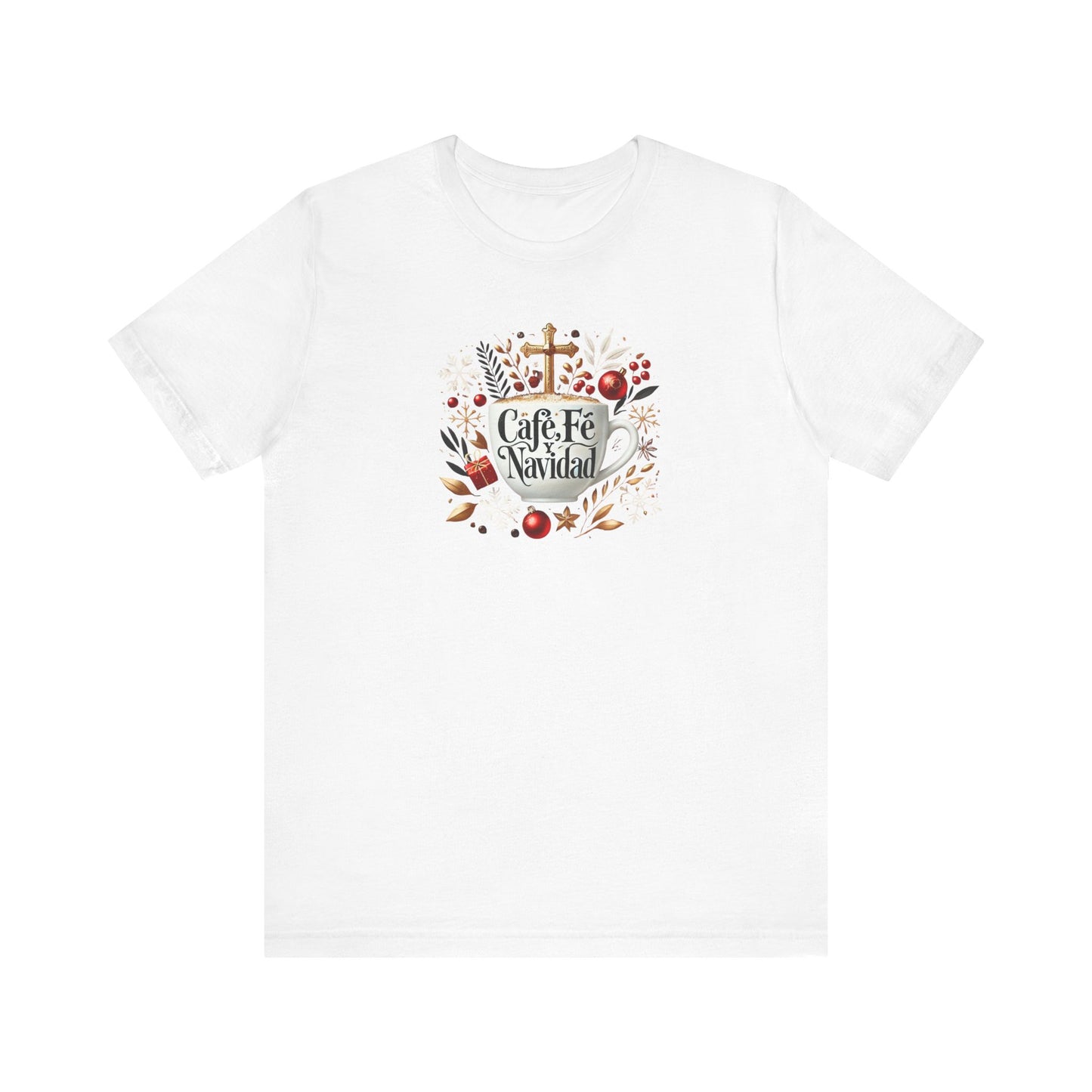 Café, Fe y Navidad Unisex Jersey Short Sleeve Tee